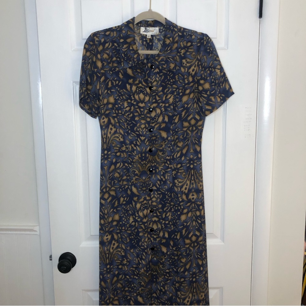 Vintage DBioman Collection Printed Midi Dress